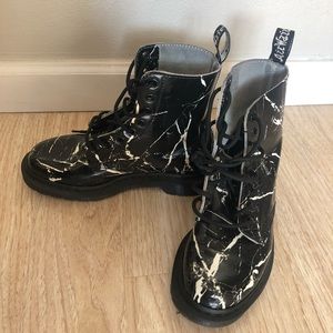 Dr. Martens Shoes - Dr. Martens Pascal Black and White Marble Boots Dr. Martens Shoes - Dr. Martens Pascal Black and White Marble Boots